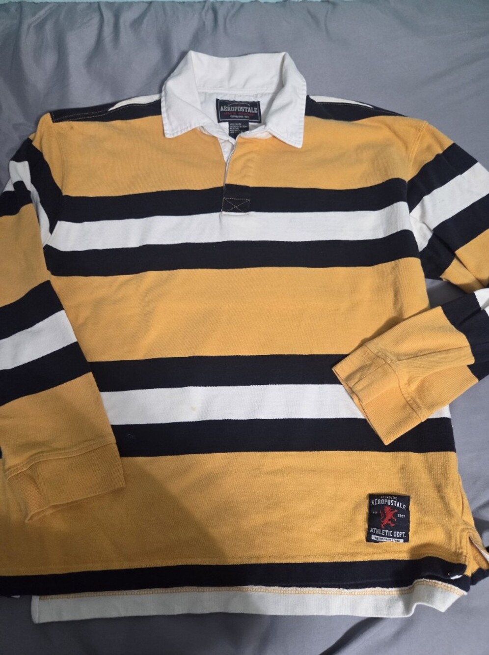 AEROPOSTALE Long Sleeve Polo Shirt Size: L